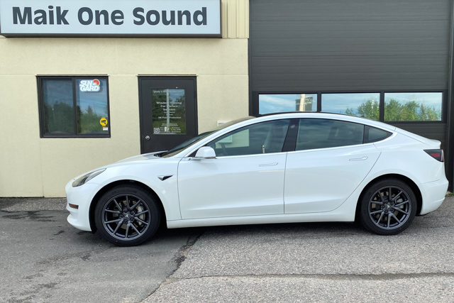 2020 Tesla 3 with professional window tint in North Bay
